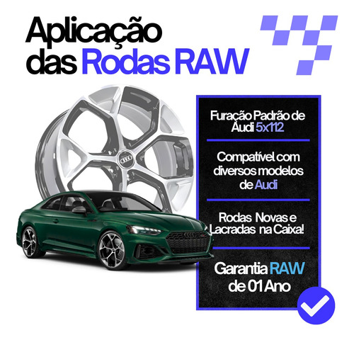 Jogo 4 Rodas 19 Audi Rs4 A3 A4 Grafite + Pneus 225/40r19