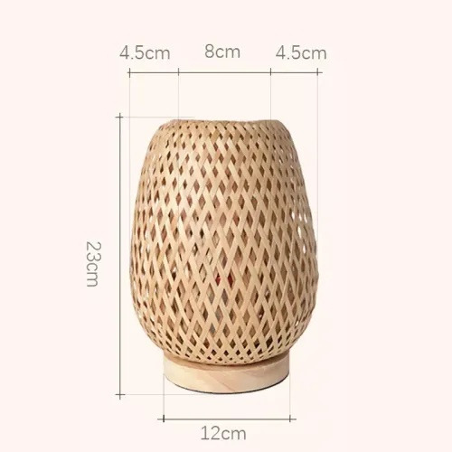 Newnewb Abajur Romântico De Bambu, Lâmpada De Mesa De Cabece