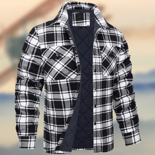 Chamarra A Cuadros Con Forro Polar Para Hombre
