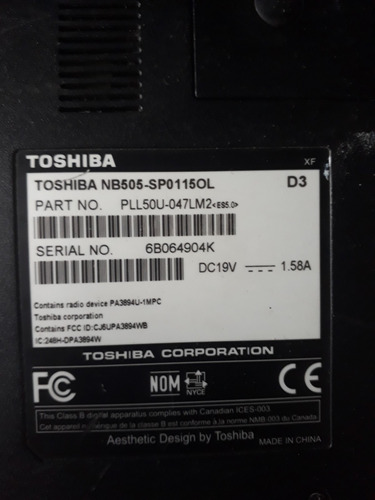 Repuestos Para Laptop Toshiba Satellite Nb505-sp01150l