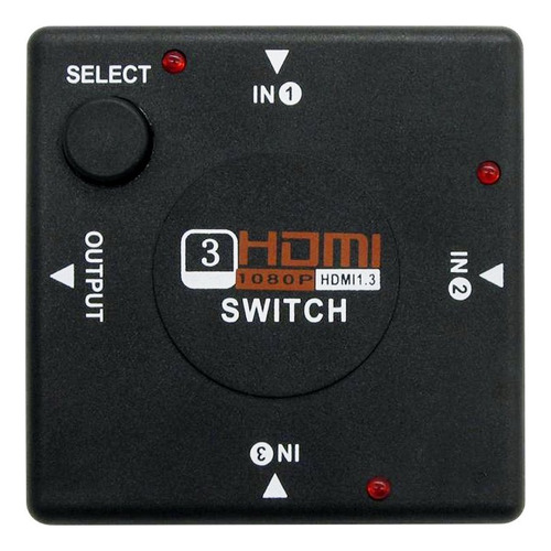 Switch Hdmi 3 Puertos 1080p Full Hd Negro
