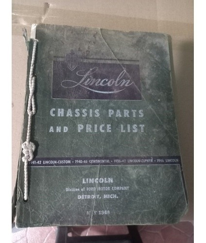 Manual De Taller Lincoln 1941-46 Contiental, Custom, Zepehyr