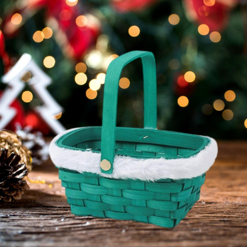 Cesta De Regalo De Navidad, Cesta De Verde Con Embalaje