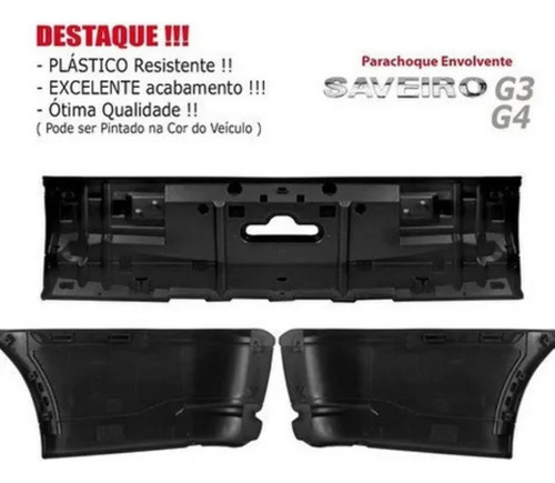 Parachoque Traseiro Saveiro G3 G4 04/09 Central Ld Le 3pçs