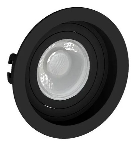Kit 2 Spot Embutir Dicroica Redondo Recuado + Lampada 7w Cor Preto Cor da luz 2700 branco quente