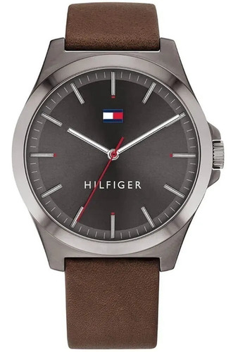 Reloj Hombre Tommy Hilfiger Barclay 1791717 Cuero Sumergible Color de la malla Marrón oscuro Color del bisel Gris oscuro Color del fondo Gris oscuro