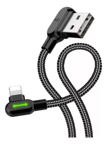 Cable Carga Rapida Para Iphone 2m 90° Uso Rudo Cybershop Negro