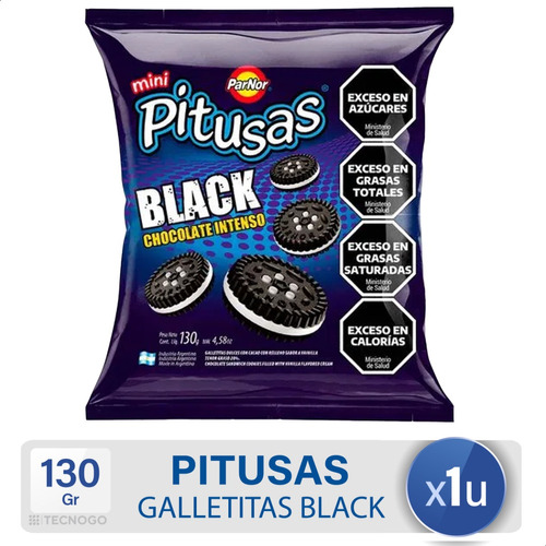 Galletitas Parnor Pitusas Black Chocolate Intenso Mini Dulce