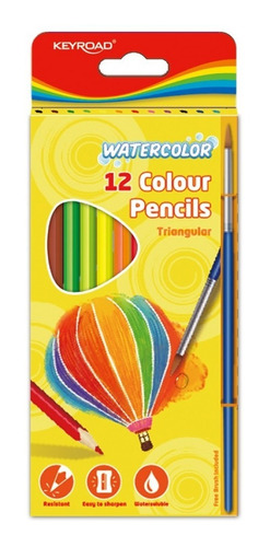 Caja Con 12 Lapices De Colores Acuarelables + Pincel