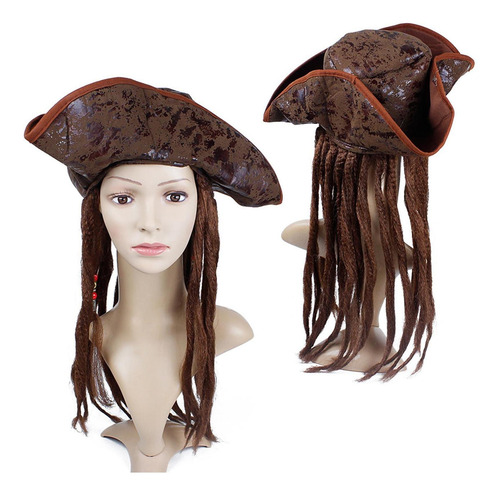 Sombrero De Pirata Con Accesorio De Fiesta De Peluca Para