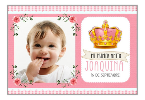 Tarjeta Imprimible Con Foto Corona #1 Cumpleaños Bautismo