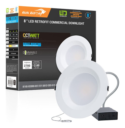 Luz Led Empotrable Comercial De 8 Pulgadas Con Caja J, Poten