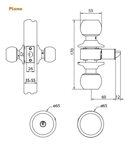 Cerradura Cilindrica Oister 101 Baño Negro Bt