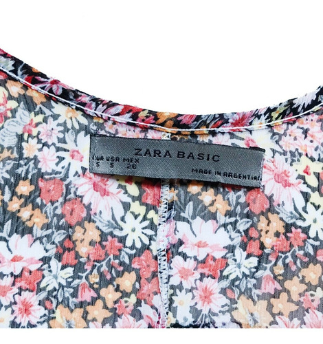 Top Zara Gasa C/volados, Floreado, Canchero, Usado Impecable