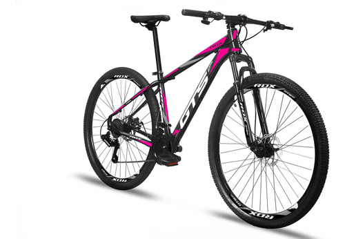 Bicicleta Aro 29 Quadro Em Alumínio 24 Marchas Freio A Disco Cor Gts Rdx - Preto/rosa Tamanho Do Quadro 15