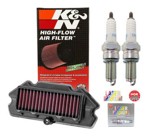 Filtro Ar K&n Ka-6512 +2 Velas Cr9eia-9 Ninja 650 Er6n 13-16