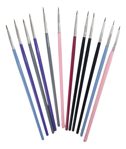 Set Pincel Liner X 12 Unidades Manicuria Decoracion Uñas