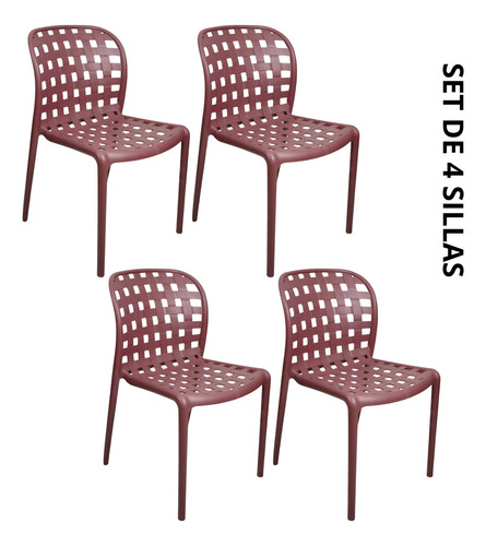 Set 4 Sillas Moderna Minimalista Isa Comedor Jardin Estructura De La Silla Vino Asiento Vino