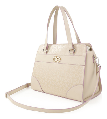 Bolsa Satchel Cloe Para Mujer Atemporal Estampado Monograma Color Nude