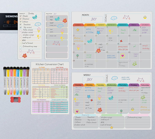 Pizarra Magnética Nevera Planificador De Comidas, Tabl...