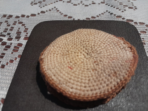 Antiguo Alfiletero Y Para Dedal Sombrero Tejido Beige (Usado)