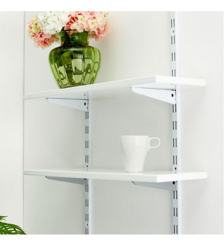 Imagem 2 de 7 de Suporte P/ Trilho Cremalheira Duplo Branco 27cm (par)