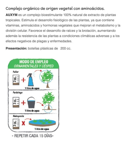 Fertilizante Orgánico Auxym 200 Cc