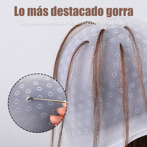 T 2 Gorra Para Tinte Mechas Silicon Color Blanco Con 2
