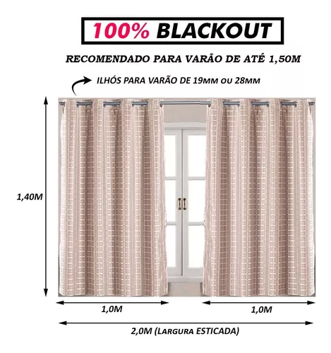 Cortina Blackout Pvc C Tecido Voil Xadrez 2,80 X 1,60 Branco