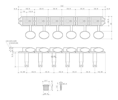 Imagen 4 de 4 de Clavijero Gotoh 2103n Kluson 6l Precio Por Set Nuevo