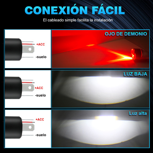 Focos Led Lupa H4 Proyector Canbus Traer Ojo De Demonio Rojo
