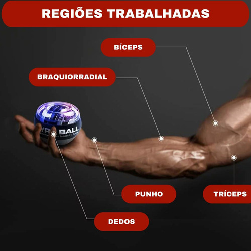 Gyro Ball Powerball Wristball C/ Led Fortalece Musculo Punho