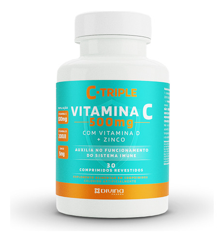 Vitamina C 500mg+Vit D 200UI+Zinco 5mg 30 cápsulas- C-Triple