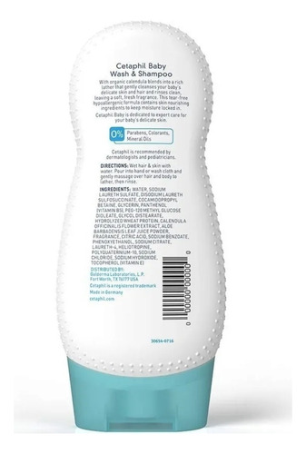 Cetaphil Baby Wash And Shampoo 230ml Organic Jabón Líquido
