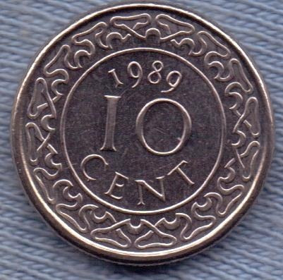 Suriname 10 Cents 1989 * Escudo *