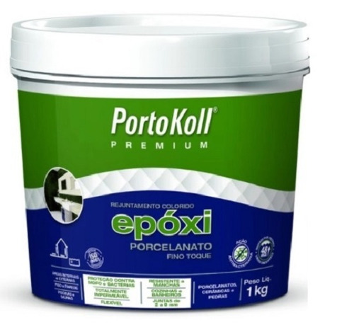 Rejunte para construção Portokoll Rejunte Epóxi Porcelanato x 1kg cor branco-brilhante