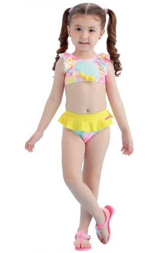 Imagem 3 de 5 de Biquíni Infantil Colorido Mon Sucré Smile 21040 2peças