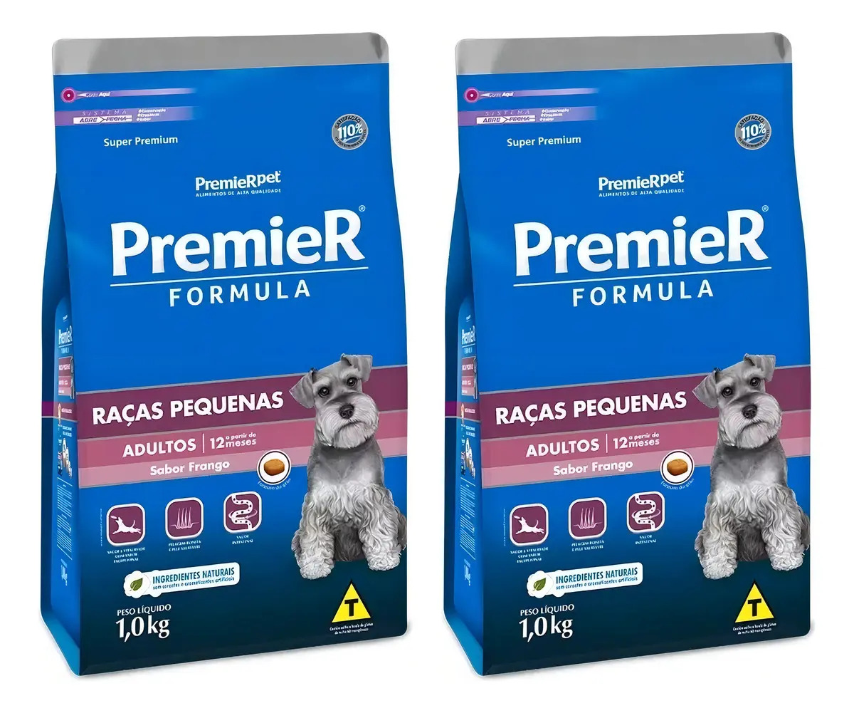Kit 2 Unidades Ração Premier Formula Adulto Mini Bites 1kg