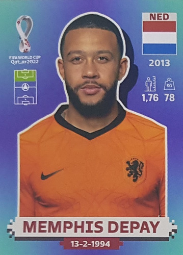 Figurinha Da Copa 2022 Ned18 Memphis Depay Qatar Original En