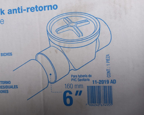Valvula Check Pvc 6 Pulgadas Antiretorno Para Drenaje Pvc