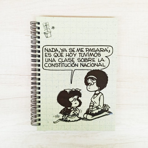Cuaderno A5 Rayado Mafalda Educacion Verde - Tapa Dura