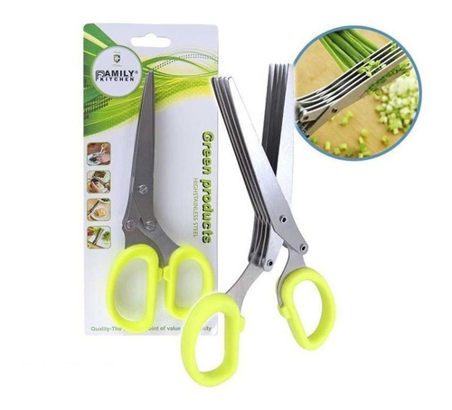 Tesoura P/ Temperos C/varias Laminas 5 Laminas Picar Cortar