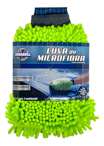 Luva Para Lavagem Automotiva Microfibra C/ Tela Tira Inseto