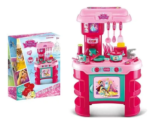 Set De Té Juguete Para Niña Disney Princesas Color Rosa Con 19 Accesorios