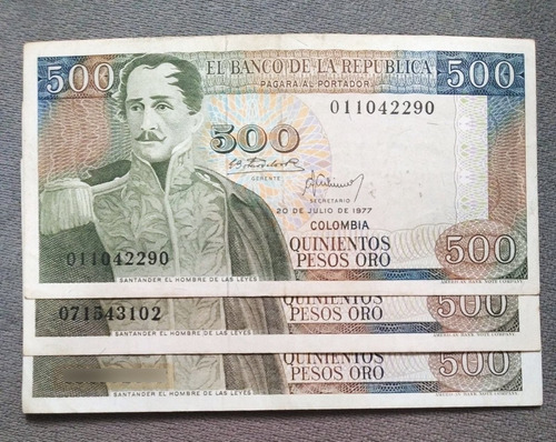 Billetes De  500 Pesos Año 1977 Y 1979, Estado 7