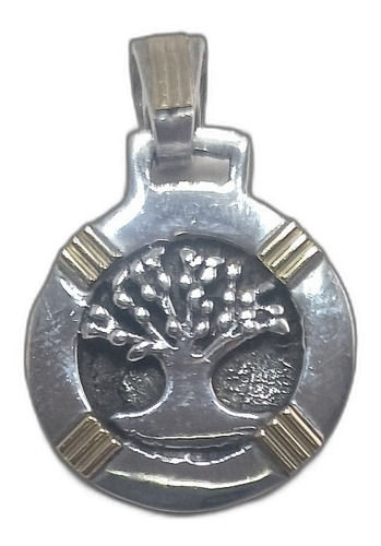 Medalla Árbol De La Vida Med. Plata 925 Y Oro 18k 2.5 Cm 