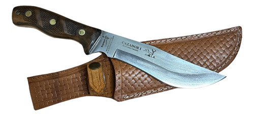 Cuchillo Yarara Cazador 1 Hoja 16cm Cabo Madera +vaina Cuero