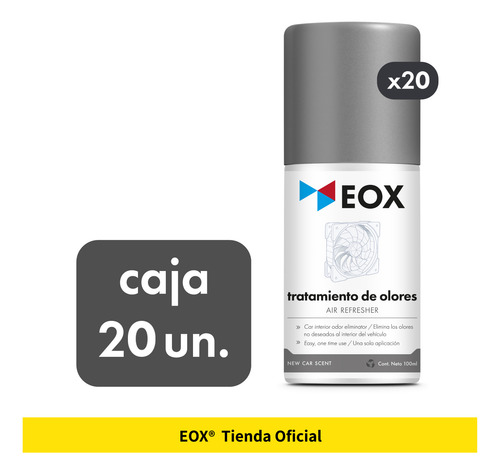 Caja 20 Un. Eliminador Olores Autos Aroma New Car Eox 100 Ml