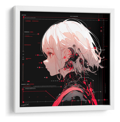 Cuadro Enmarcado Blanco Plano Anime - 2 30x30