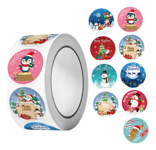 Rollo De Pegatinas Navideñas, Pegatinas Navideñas Estilo A